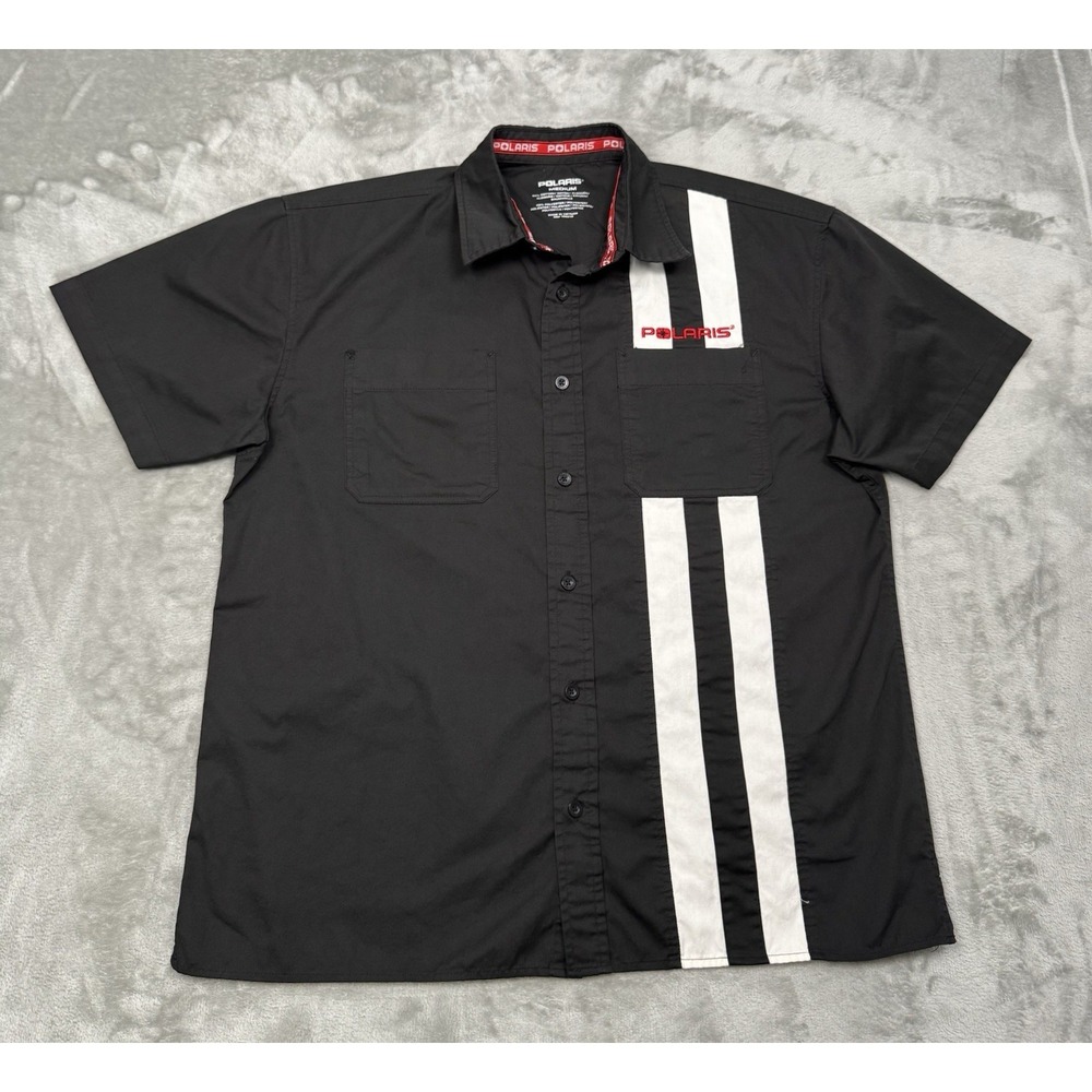 Polaris Slingshot Pit Crew Shirt Mens Medium Striped Racing Mechanic Button Work